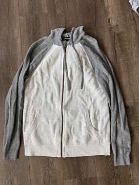 Express Men’s Two-Tone Gray Full-Zip Sweater